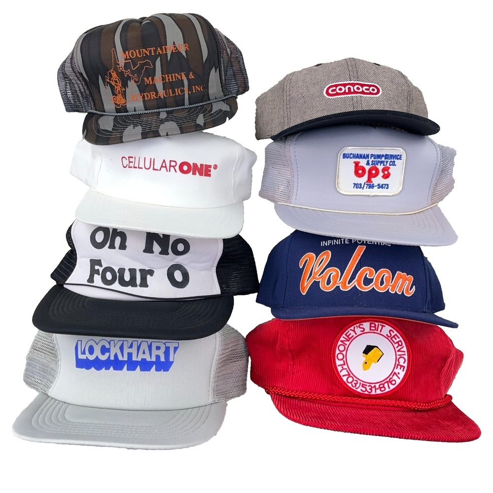 Vintage Trucker Hat Lot Snapback Cap 80s 90s Y2K Patch USA Advertising Rope LB6‎